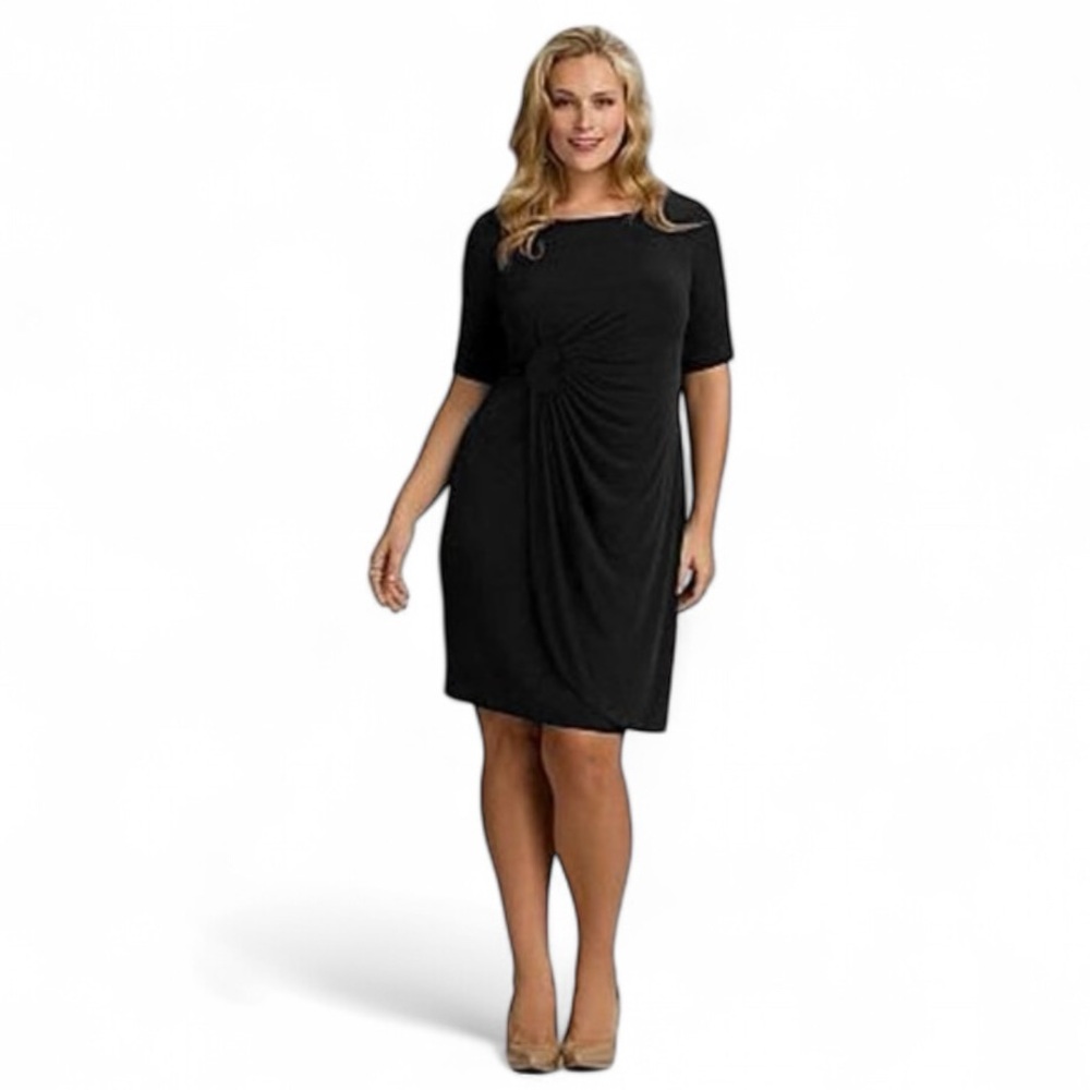 Black Twist-Detail Midi Dress for Women